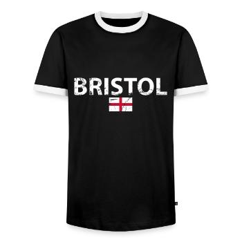 Bristol England Vintage English Flag English - Men's Ringer Shirt - black/white - Front - AI Model Female 172 light (172cm) & AI Model Male 178 light (178cm)