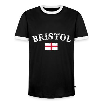Bristol England Vintage English Flag English - Men's Ringer Shirt - black/white - Front - AI Model Female 172 light (172cm) & AI Model Male 178 light (178cm)