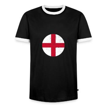 England Vintage English Flag English - Men's Ringer Shirt - black/white - Front - AI Model Female 172 light (172cm) & AI Model Male 178 light (178cm)