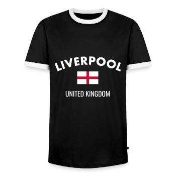 Liverpool England English Flag English - Men's Ringer Shirt - black/white - Front - AI Model Female 172 light (172cm) & AI Model Male 178 light (178cm)