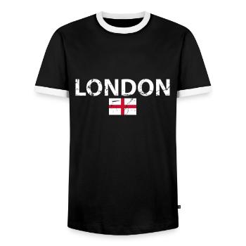 London England Vintage English Flag English - Men's Ringer Shirt - black/white - Front - AI Model Female 172 light (172cm) & AI Model Male 178 light (178cm)
