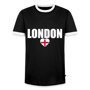 London England English Flag English - Men's Ringer Shirt - black/white - Front - AI Model Female 172 light (172cm) & AI Model Male 178 light (178cm)