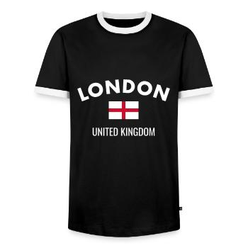 London England English Flag English - Men's Ringer Shirt - black/white - Front - AI Model Female 172 light (172cm) & AI Model Male 178 light (178cm)
