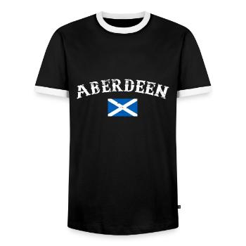 Aberdeen Écosse Vintage Drapeau de l’Écosse - T-shirt contrasté Homme - noir/blanc - Devant - AI Model Female 172 light (172cm) & AI Model Male 178 light (178cm)