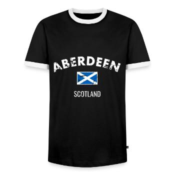 Aberdeen Écosse Vintage Drapeau de l’Écosse - T-shirt contrasté Homme - noir/blanc - Devant - AI Model Female 172 light (172cm) & AI Model Male 178 light (178cm)