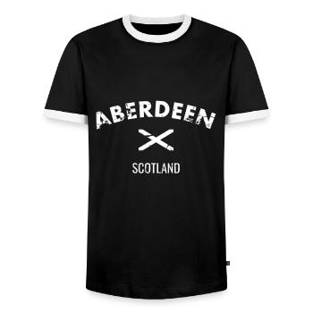 Aberdeen Écosse Vintage Drapeau de l’Écosse - T-shirt contrasté Homme - noir/blanc - Devant - AI Model Female 172 light (172cm) & AI Model Male 178 light (178cm)