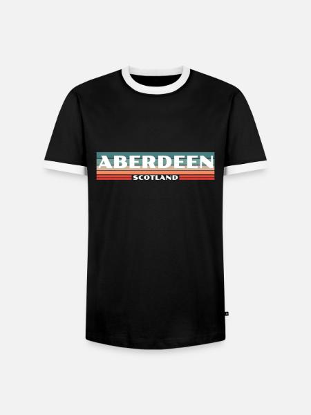 Aberdeen Écosse Rétro Écosse Écossais - T-shirt contrasté Homme - noir/blanc