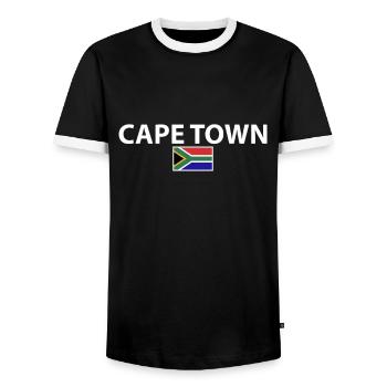 Cape Town Afrique du Sud Drapeau sud-africain - T-shirt contrasté Homme - noir/blanc - Devant - AI Model Female 172 light (172cm) & AI Model Male 178 light (178cm)