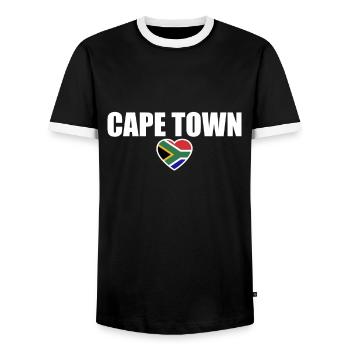Cape Town Afrique du Sud Drapeau Afrique du Sud - T-shirt contrasté Homme - noir/blanc - Devant - AI Model Female 172 light (172cm) & AI Model Male 178 light (178cm)