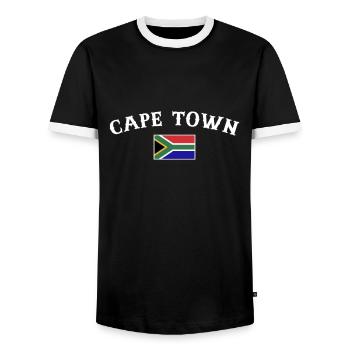 Cape Town South Africa South African Flag - Men's Ringer Shirt - black/white - Front - AI Model Female 172 light (172cm) & AI Model Male 178 light (178cm)