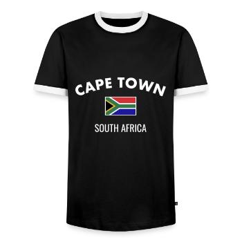 Cape Town South Africa South African Flag - Men's Ringer Shirt - black/white - Front - AI Model Female 172 light (172cm) & AI Model Male 178 light (178cm)