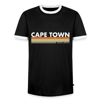Cape Town South Africa Retro South African - Men's Ringer Shirt - black/white - Front - AI Model Female 172 light (172cm) & AI Model Male 178 light (178cm)