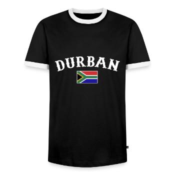 Durban South Africa Flag South African - Men's Ringer Shirt - black/white - Front - AI Model Female 172 light (172cm) & AI Model Male 178 light (178cm)
