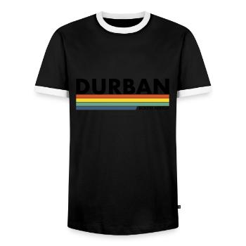 Durban South Africa Retro South African South African - Men's Ringer Shirt - black/white - Front - AI Model Female 172 light (172cm) & AI Model Male 178 light (178cm)