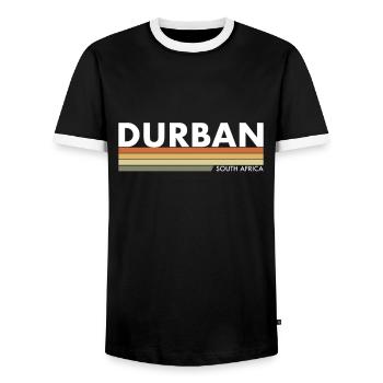 Durban South Africa Retro South African South African - Men's Ringer Shirt - black/white - Front - AI Model Female 172 light (172cm) & AI Model Male 178 light (178cm)