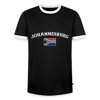 Johannesburg South Africa South African Flag - Men's Ringer Shirt - black/white - Front - AI Model Female 172 light (172cm) & AI Model Male 178 light (178cm)
