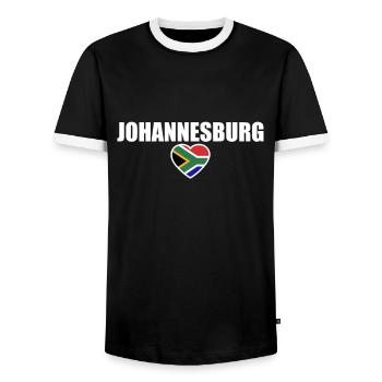 Johannesburg South Africa South African Flag - Men's Ringer Shirt - black/white - Front - AI Model Female 172 light (172cm) & AI Model Male 178 light (178cm)