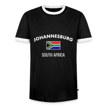 Johannesburg South Africa South African Flag - Men's Ringer Shirt - black/white - Front - AI Model Female 172 light (172cm) & AI Model Male 178 light (178cm)