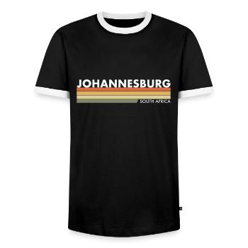 Johannesburg South Africa Retro South African - Men's Ringer Shirt - black/white - Front - AI Model Female 172 light (172cm) & AI Model Male 178 light (178cm)