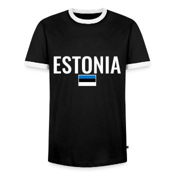 Estonie Estonie Drapeau estonien Este - T-shirt contrasté Homme - noir/blanc - Devant - AI Model Female 172 light (172cm) & AI Model Male 178 light (178cm)