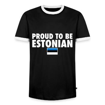Proud To Be Estonian Estland Estnische Flagge Este - Männer Kontrast-T-Shirt - Schwarz/Weiß - Vorne - AI Model Female 172 light (172cm) & AI Model Male 178 light (178cm)