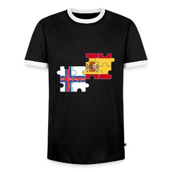 Îles Féroé Espagne Drapeau Îles Féroé espagnoles - T-shirt contrasté Homme - noir/blanc - Devant - AI Model Female 172 light (172cm) & AI Model Male 178 light (178cm)
