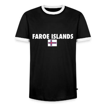 Faroe Islands Faroe Islands Faroe Islands Flag - Men's Ringer Shirt - black/white - Front - AI Model Female 172 light (172cm) & AI Model Male 178 light (178cm)