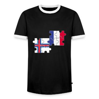 Îles Féroé France Drapeau Îles Féroé françaises - T-shirt contrasté Homme - noir/blanc - Devant - AI Model Female 172 light (172cm) & AI Model Male 178 light (178cm)