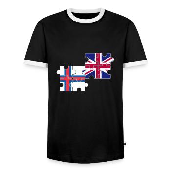 Îles Féroé Drapeau du Royaume-Uni Îles Féroé britanniques - T-shirt contrasté Homme - noir/blanc - Devant - AI Model Female 172 light (172cm) & AI Model Male 178 light (178cm)