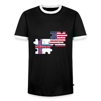 Îles Féroé États-Unis Drapeau Féroïen américain - T-shirt contrasté Homme - noir/blanc - Devant - AI Model Female 172 light (172cm) & AI Model Male 178 light (178cm)