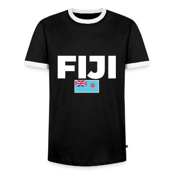 Fiji Fiji Fijian Flag Fijians - Men's Ringer Shirt - black/white - Front - AI Model Female 172 light (172cm) & AI Model Male 178 light (178cm)