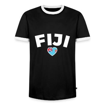Fiji Fiji Fijian Flag Fijians - Men's Ringer Shirt - black/white - Front - AI Model Female 172 light (172cm) & AI Model Male 178 light (178cm)