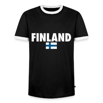Finlande Finlande Drapeau finlandais Finn - T-shirt contrasté Homme - noir/blanc - Devant - AI Model Female 172 light (172cm) & AI Model Male 178 light (178cm)