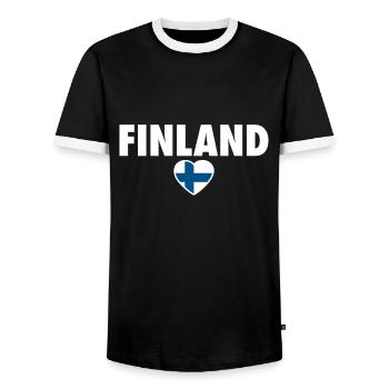 Finlande Finlande Drapeau finlandais Finn - T-shirt contrasté Homme - noir/blanc - Devant - AI Model Female 172 light (172cm) & AI Model Male 178 light (178cm)