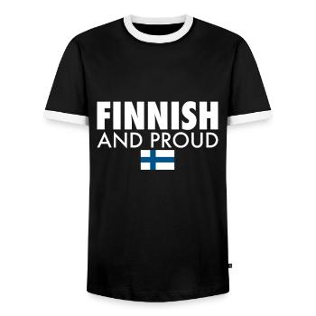 Finlandais Et Fier Finlande Drapeau Finlandais - T-shirt contrasté Homme - noir/blanc - Devant - AI Model Female 172 light (172cm) & AI Model Male 178 light (178cm)