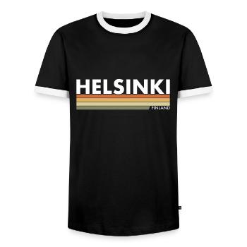 Helsinki Finlande Rétro Finlande Finn - T-shirt contrasté Homme - noir/blanc - Devant - AI Model Female 172 light (172cm) & AI Model Male 178 light (178cm)