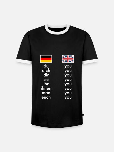 Engelsk Tysk Grammatik Læring Sjove lærere - Herre kontrast-T-shirt - sort/hvid