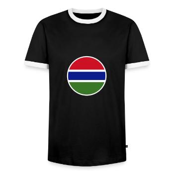 Gambie Drapeau gambien Gambier - T-shirt contrasté Homme - noir/blanc - Devant - AI Model Female 172 light (172cm) & AI Model Male 178 light (178cm)