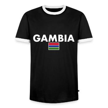 Gambie Drapeau gambien Gambier - T-shirt contrasté Homme - noir/blanc - Devant - AI Model Female 172 light (172cm) & AI Model Male 178 light (178cm)