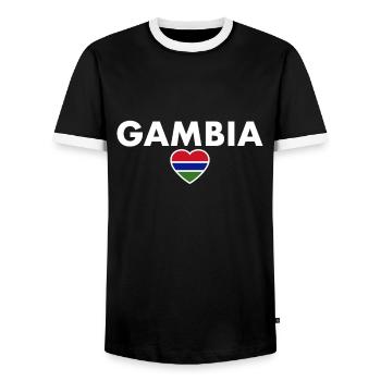Gambie Drapeau gambien Gambier - T-shirt contrasté Homme - noir/blanc - Devant - AI Model Female 172 light (172cm) & AI Model Male 178 light (178cm)