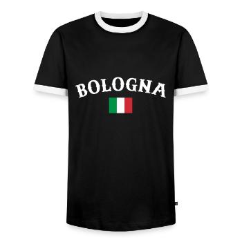 Bologne Italie Drapeau italien Italien - T-shirt contrasté Homme - noir/blanc - Devant - AI Model Female 172 light (172cm) & AI Model Male 178 light (178cm)