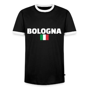 Bologne Italie Drapeau italien Italien - T-shirt contrasté Homme - noir/blanc - Devant - AI Model Female 172 light (172cm) & AI Model Male 178 light (178cm)