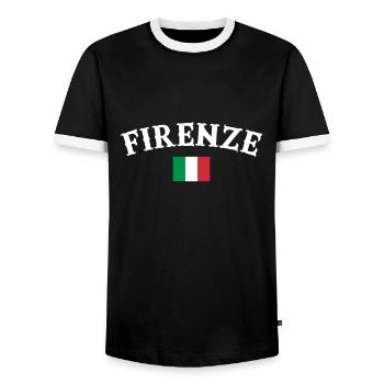 Florence Italie Drapeau italien Italien - T-shirt contrasté Homme - noir/blanc - Devant - AI Model Female 172 light (172cm) & AI Model Male 178 light (178cm)