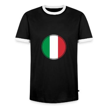 Italie Drapeau italien Italien - T-shirt contrasté Homme - noir/blanc - Devant - AI Model Female 172 light (172cm) & AI Model Male 178 light (178cm)