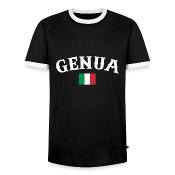 Gênes Italie Drapeau italien Italien - T-shirt contrasté Homme - noir/blanc - Devant - AI Model Female 172 light (172cm) & AI Model Male 178 light (178cm)