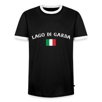 Lago di Garda Italy Italian Flag - Men's Ringer Shirt - black/white - Front - AI Model Female 172 light (172cm) & AI Model Male 178 light (178cm)