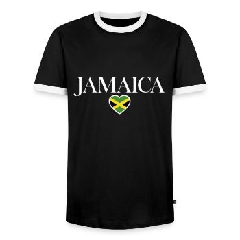 Jamaica Jamaika Jamaikanische Flagge - Männer Kontrast-T-Shirt - Schwarz/Weiß - Vorne - AI Model Female 172 light (172cm) & AI Model Male 178 light (178cm)