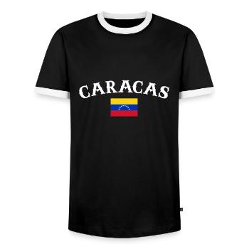 Caracas Venezuela Venezuela Venezuelan Flag - Men's Ringer Shirt - black/white - Front - AI Model Female 172 light (172cm) & AI Model Male 178 light (178cm)