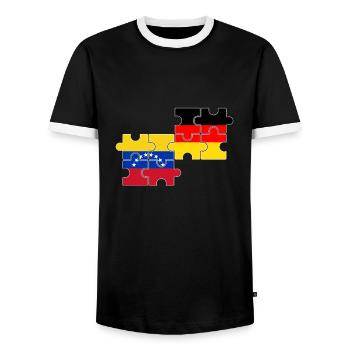 Venezuela Germany Flag German Venezuelans - Men's Ringer Shirt - black/white - Front - AI Model Female 172 light (172cm) & AI Model Male 178 light (178cm)