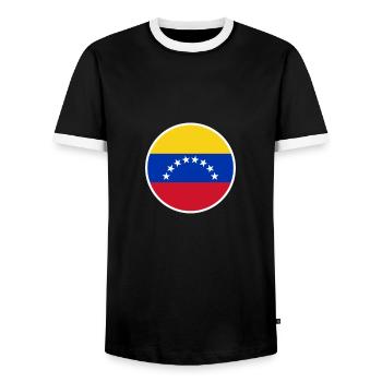 Venezuela Venezuelan Flag Venezuelans - Men's Ringer Shirt - black/white - Front - AI Model Female 172 light (172cm) & AI Model Male 178 light (178cm)